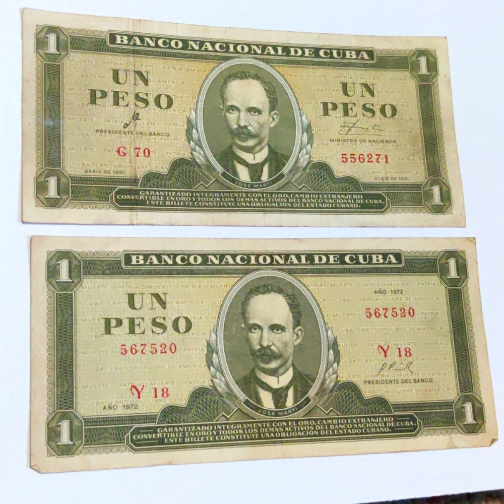 1961 Un Peso Cuban Rare Collectible Bank note